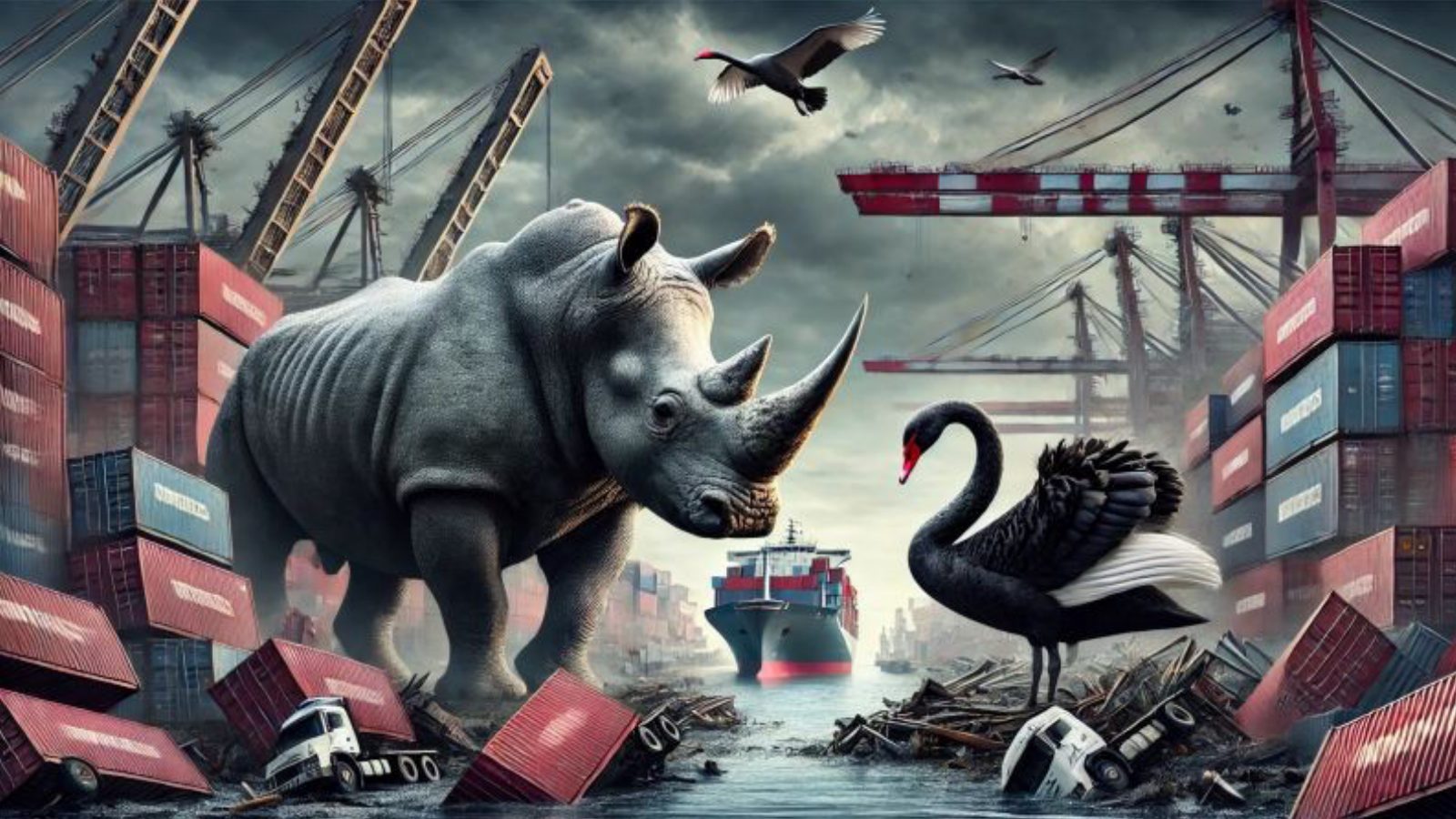 Grey rhinos and black swans in a container port
