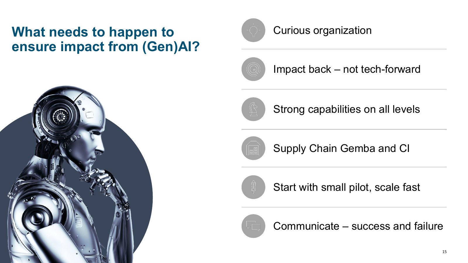 What needs to happen to ensure impact from AI